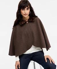 I.n.c. International Concepts Women's Solid Faux-Fur Animal-Print-Collar Cropped Cape, Macy's Exclusive