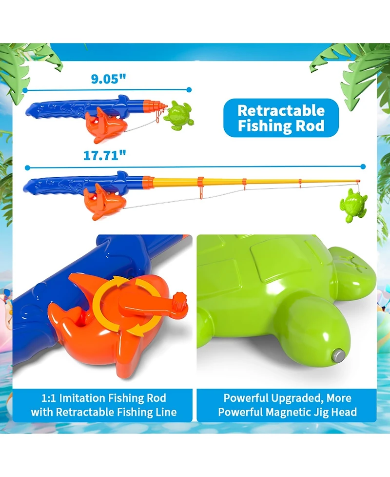 Gnuadz 48Floating Fishing Game Bath Toy Floating Fish Pole Rod Net Kids Learning Play
