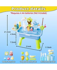 Gnuadz 4-in-1 Water Table Kids Kitchen Sink Fishing Play Set