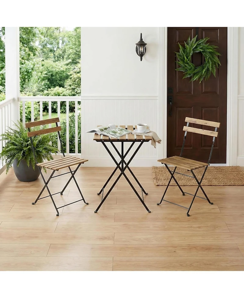 gaomon 3-piece folding bistro set with sturdy metal frame, no assembly needed-ideal for patio, balcony, garden, or indoor use.
