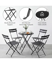 gaomon 5-piece folding bistro set with durable metal frame, no assembly required-perfect for patio, balcony, garden, or indoor use.