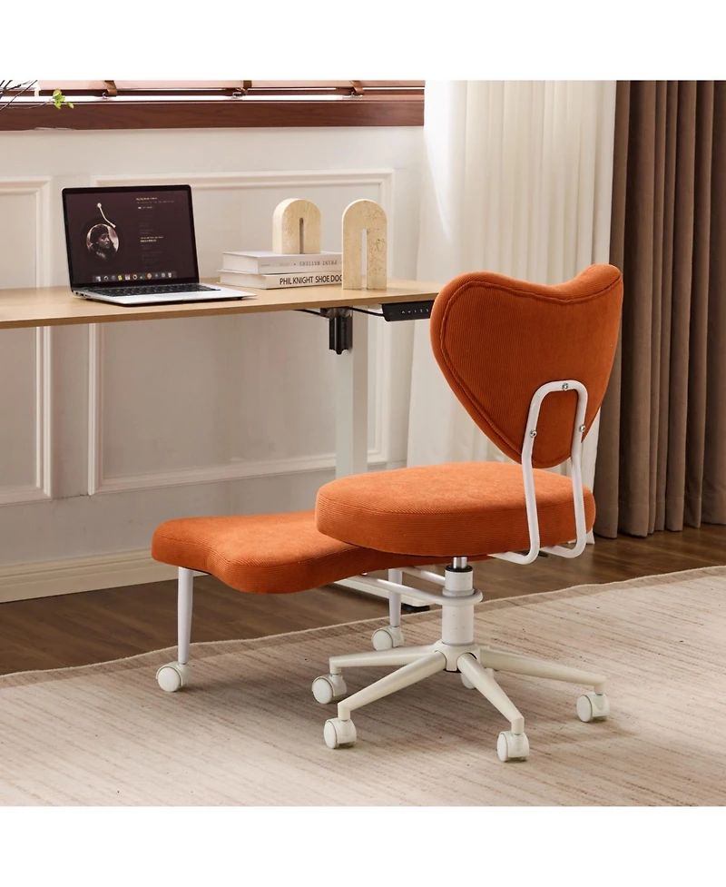 Rainsken Meditation chair, Corduroy fabric, with lumbar support and a height, Heart-Shaped Backrest, Adjustable Height, for Office, Study