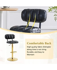 Rainsken Swivel Bar Stools Set of 2, Pu Leather Upholstered Seat, with Metal Base and Footrest, for Kitchen Island, Home Bar, Game Room