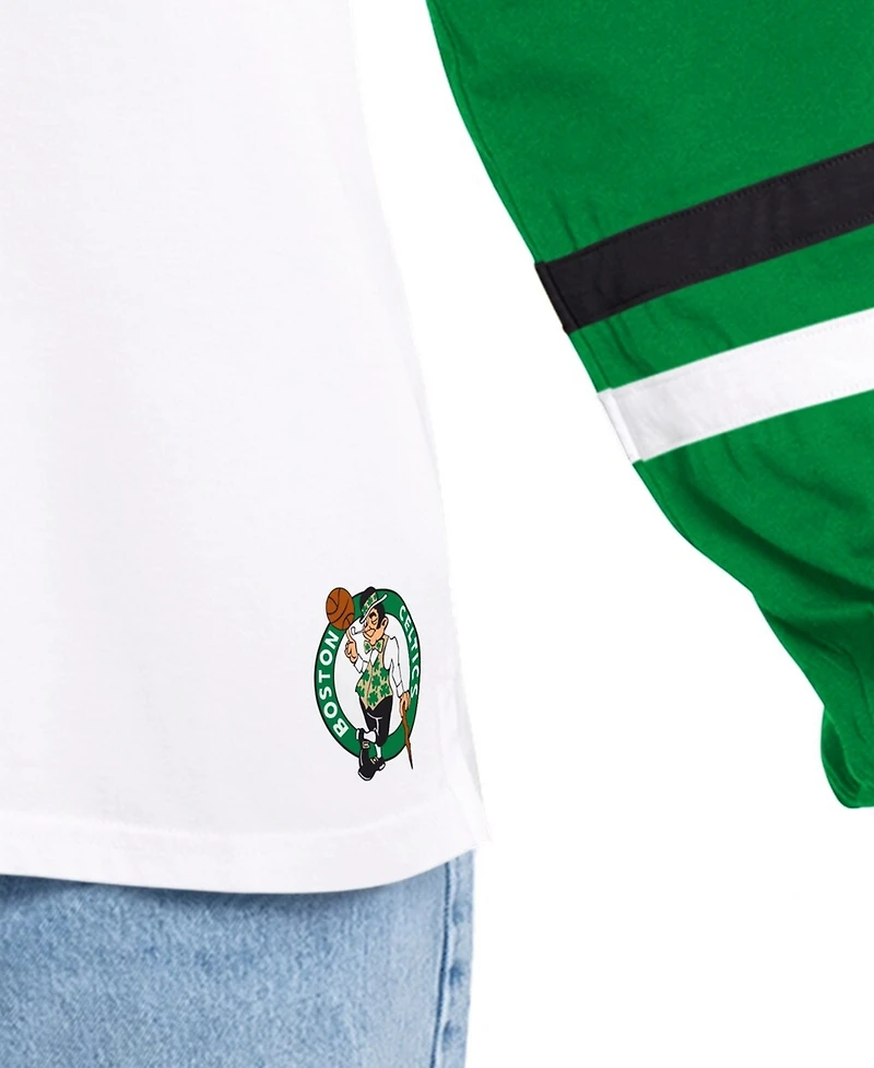 G-iii 4Her by Carl Banks Women's White/Green Boston Celtics Key Player Oversized Hooded Long Sleeve T-Shirt