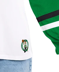 G-iii 4Her by Carl Banks Women's White/Green Boston Celtics Key Player Oversized Hooded Long Sleeve T-Shirt