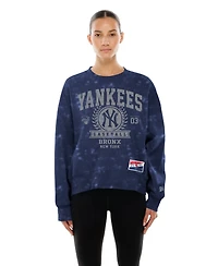 New Era Women's Navy York Yankees Throwback Oversized Boxy Sweatshirt