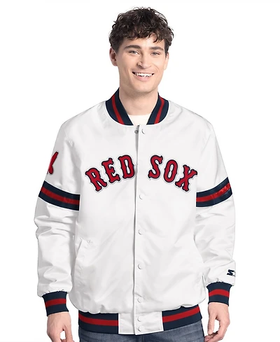 Starter Men's White Boston Red Sox Cooperstown Scout Full-Snap Varsity Jacket