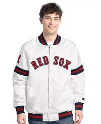 Starter Men's White Boston Red Sox Cooperstown Scout Full-Snap Varsity Jacket