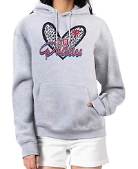 G-iii 4Her by Carl Banks Women's Heather Gray Philadelphia Phillies Leopard Heart Pullover Hoodie