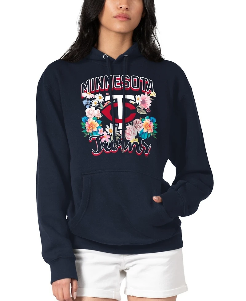 G-iii 4Her by Carl Banks Women's Navy Minnesota Twins Flowers Graphic Pullover Hoodie