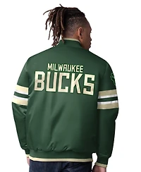 Starter Men's Hunter Green Milwaukee Bucks Scout Varsity Satin Full-Snap Jacket