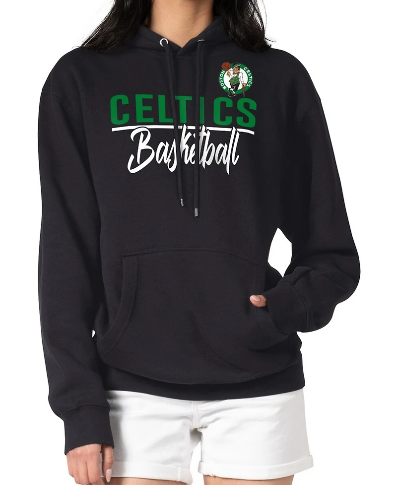 G-iii 4Her by Carl Banks Women's Black Boston Celtics Graphics Fleece Pullover Hoodie
