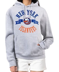 G-iii 4Her by Carl Banks Women's Heather Gray New York Islanders City Graphic Fleece Pullover Hoodie