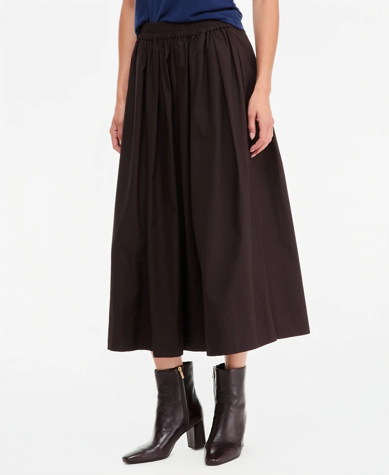 On 34th Women's Pull-On Cotton Poplin Midi Skirt