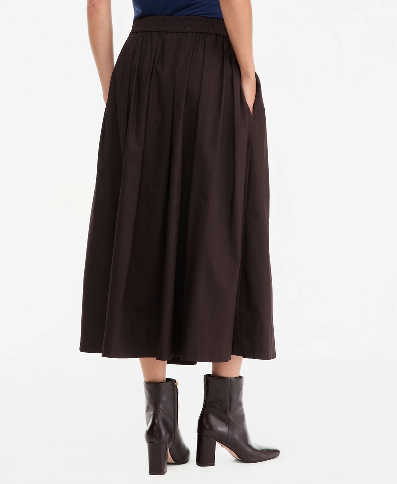 On 34th Women's Pull-On Cotton Poplin Midi Skirt