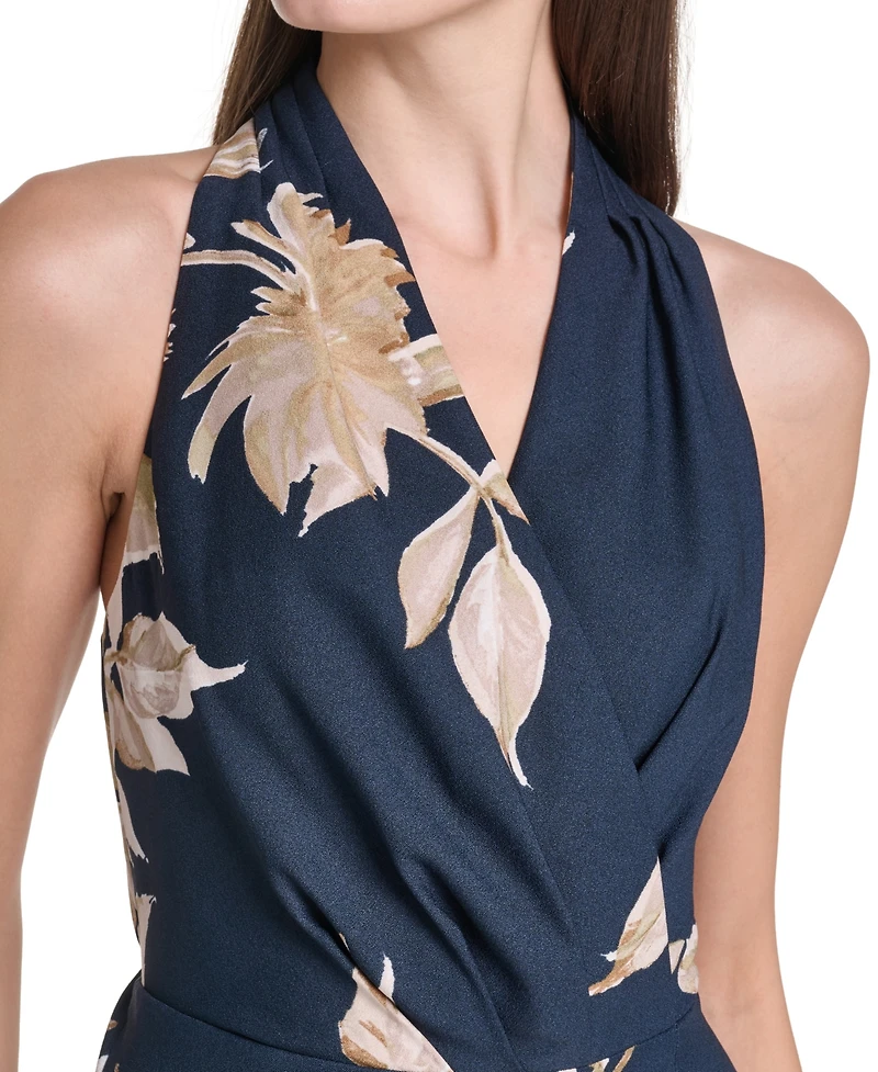 Calvin Klein Women's Floral Halter Neck A-Line Dress