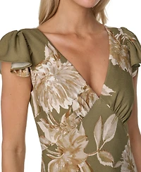 Calvin Klein Women's Printed V-Neck Midi Dress