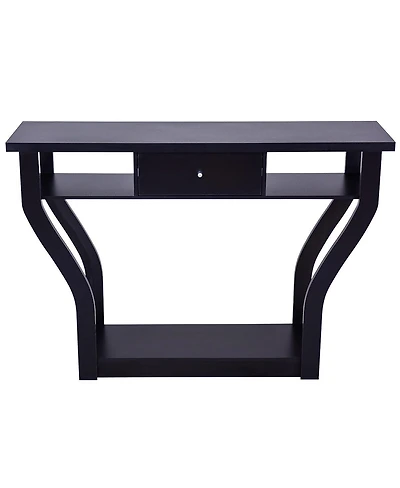 Gouun Curved Frame Modern Console Table with Storage Drawer and Three-Tier Shelf
