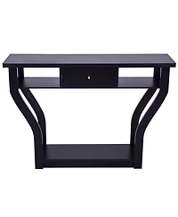 Gouun Curved Frame Modern Console Table with Storage Drawer and Three-Tier Shelf