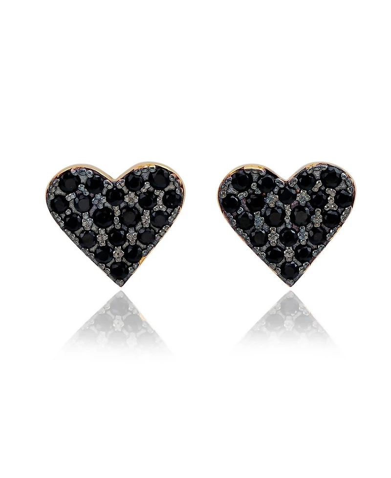 Suzy Levian New York Sterling Silver Cubic Zirconia Pave Heart Stud Earrings