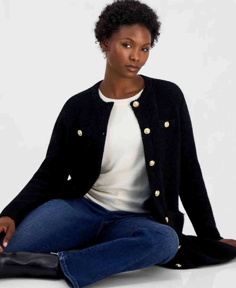 I.n.c. International Concepts Petite Boucle Button-Front Cardigan, Macy's Exclusive