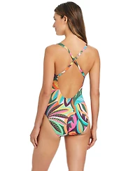 Bleu by Rod Beattie Women's Ring Detail Deep V-Neck One-Piece Swimsuit