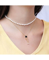 The Lovery Onyx Fish Necklace 14K Gold-Plated Sterling Silver