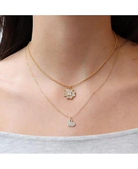 The Lovery Mini Asymmetrical Cz Heart Necklace 14K Gold Plated Sterling Silver