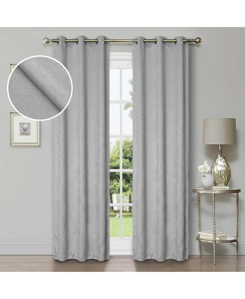 Superior Wave Geometric Polyester Washable Room Darkening Curtain Panels