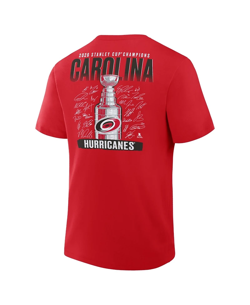 Fanatics Men's Red Carolina Hurricanes 2026 Nhl Stanley Cup Champions Signature Roster T-Shirt