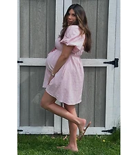 Pinkblush Maternity White Textured Bubble Sleeve Mini Dress