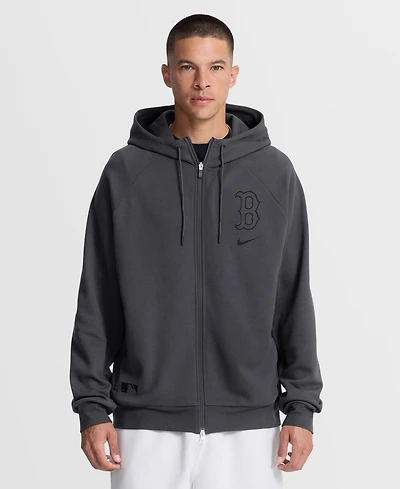 Nike Men's Anthracite Boston Red Sox Authentic Collection Player Raglan Dri-fit Full-Zip Hoodie