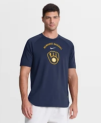 Nike Men's Navy Milwaukee Brewers Authentic Collection Batting Practice Pre-Game Raglan Dri-fit T-Shirt