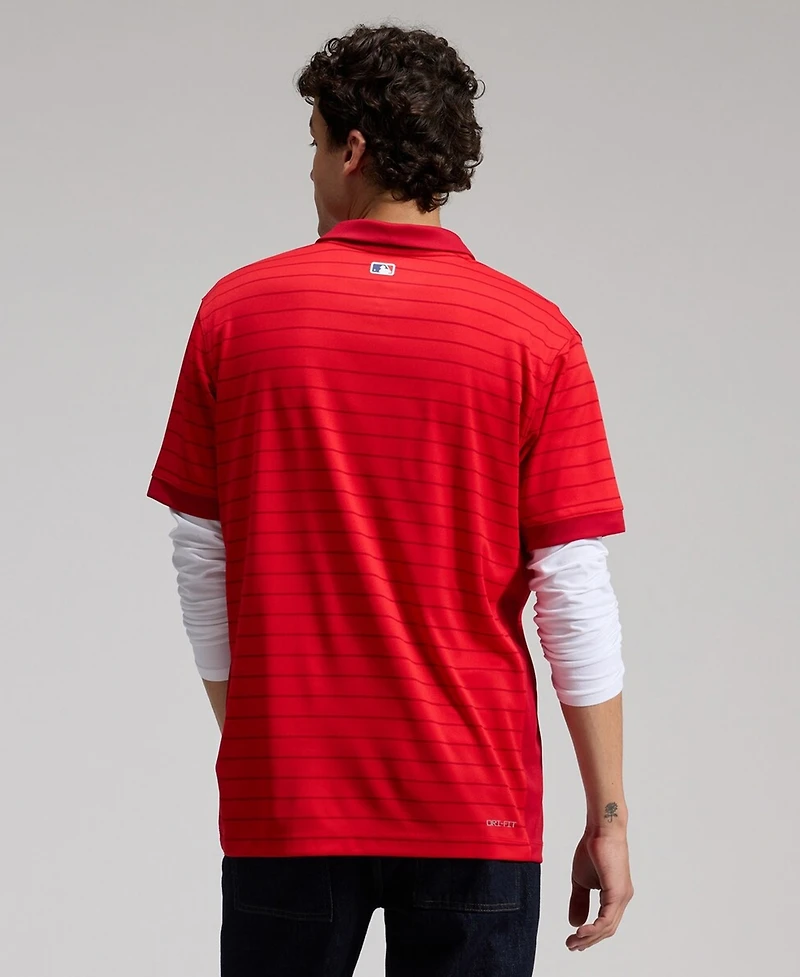 Nike Men's Red Atlanta Braves Authentic Collection Striped Victory Dri-fit Polo Shirt