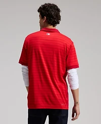 Nike Men's Red Atlanta Braves Authentic Collection Striped Victory Dri-fit Polo Shirt