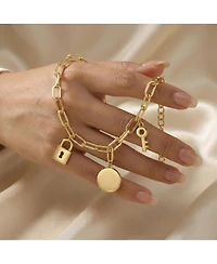 GiGiGirl 14K Gold Plated Cubic Zirconia Three Charm Bracelet for Teens