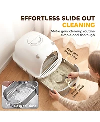 PawHut Stainless Steel Cat Litter Box