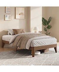 gaomon Wood Platform Bed Frame, Solid Wooden Legs and Wooden Slats Support, Sturdy Metal Central Structure, No Box Spring Needed