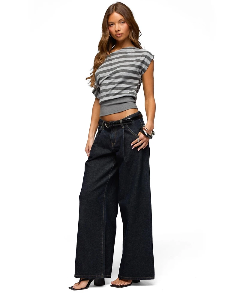 Edikted Women's Kittie Striped Off Shoulder Top
