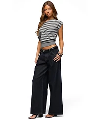 Edikted Women's Kittie Striped Off Shoulder Top