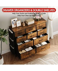 homfan 10-Drawer Fabric Storage Cabinet, Freestanding Organizer Tower with Non-Woven Drawers for Bedroom Closet Nursery
