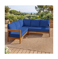 Asagikoiai Outdoor Patio Sectional Sofa, Solid Wood L-Shaped Conversation Set with Cushions-Asagikoiai