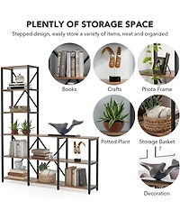 Slickblue Industrial Corner Bookcase with 9 Open Ladder Shelves