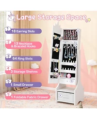 Gouun Kids Full-Length Mirror Jewelry Cabinet with Adjustable Tilt