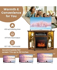 Gouun Fireplace Corner Tv Stand 50in Led Lights App Control Electric