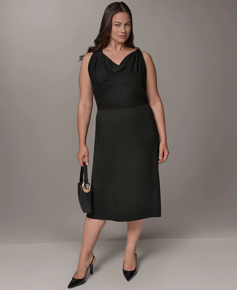 Donna Karan New York Plus Shoulder Hardware Sleeveless Midi Dress