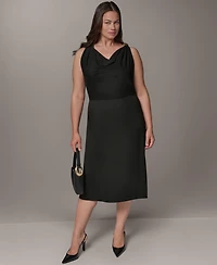 Donna Karan New York Plus Shoulder Hardware Sleeveless Midi Dress