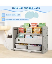Slickblue Kids Car-Themed Bookshelf with Toy Storage