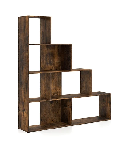 Slickblue Freestanding Ladder Bookcase with 6 Cubes and 4 Tiers