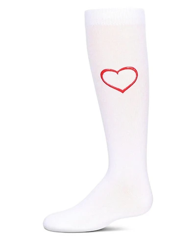 MeMoi Girls' Puff Paint Heart Knee High Socks